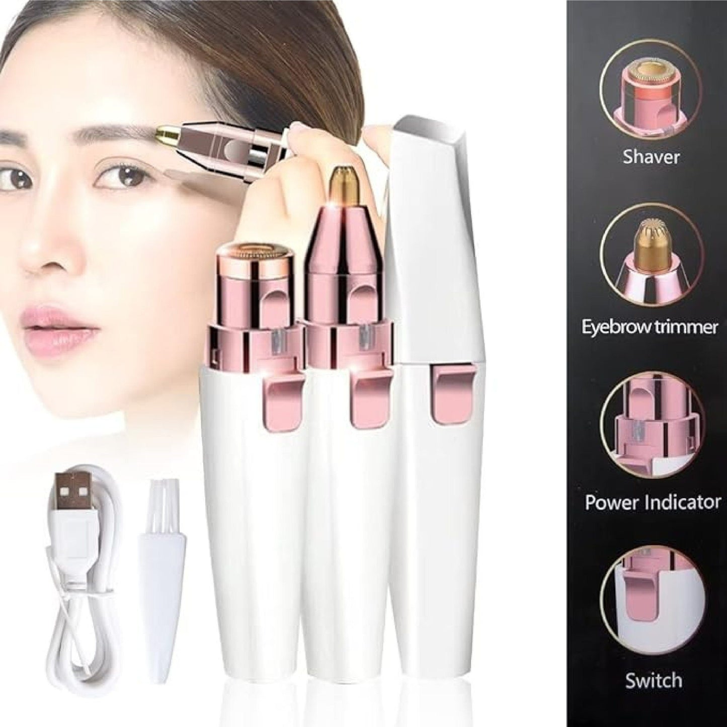 DEPILADORA DE VELLO FACIAL PORTÁTIL 2 EN 1